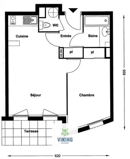 Appartement T2  38m² entre particuliers