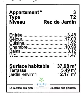 Appartement T2  38m² entre particuliers